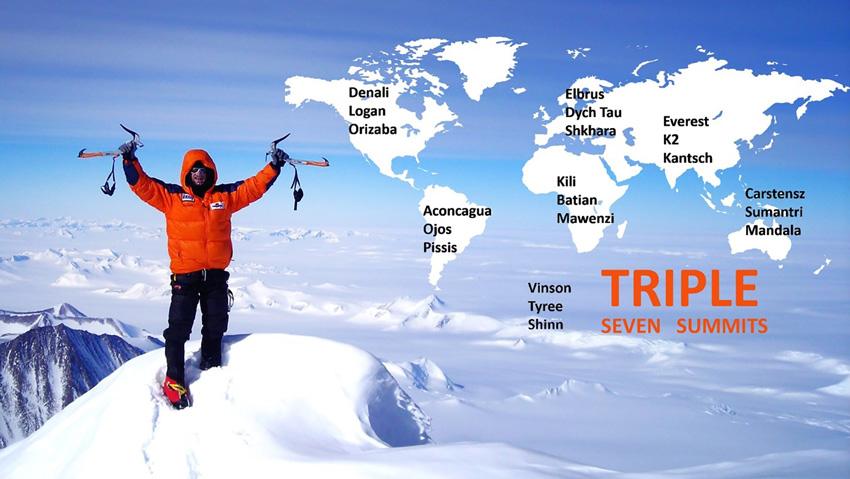 001 Weltkarte TRIPLE seven summits