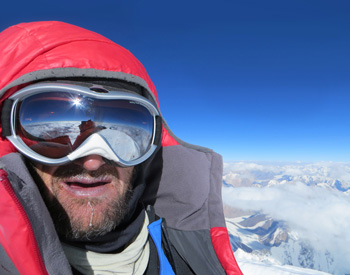 Christian Stangl am 31. Juli 2012 ohne Flaschensauerstoff  am Gipfel des K2 – als erster und bislang auch  einziger Steirer.